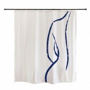 Elegant White and Blue Shower Curtain